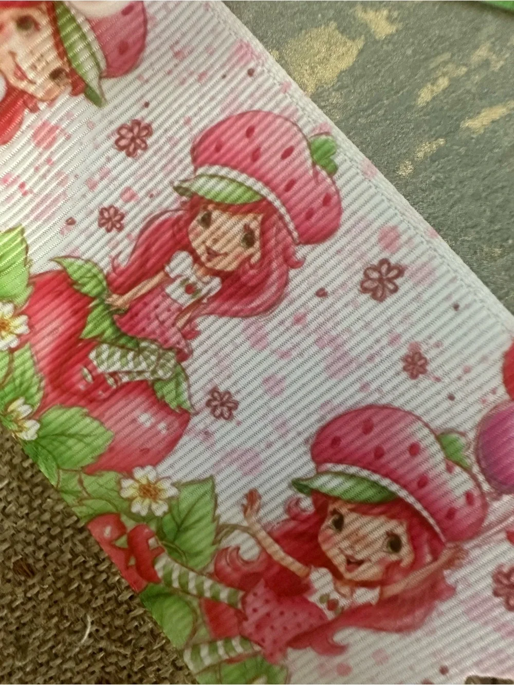 Pink Strawberry Character Kids Hair Bow with Matching Charms